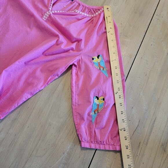 Talbots Womens Voile Balloon Sleeve Popover Top Size M Pink Parrot Beachy - Picture 7 of 9